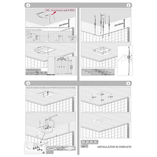 Cremona Luxury Head LED Ceiling Waterfall Rain Mist Overhead Shower Dia