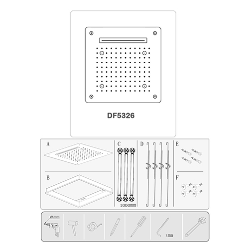 Cremona Luxury Head LED Ceiling Waterfall Rain Mist Overhead Shower Dia1